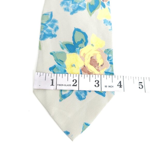 Lamberti Men Necktie Floral 100% Silk Gray Blue Yellow 57x3.5 - NWOT - Italy - Picture 4 of 5
